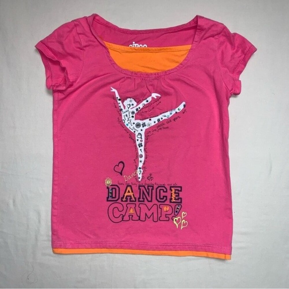 Dance Camp Pink Orange Short Sleeve Shirt Girl’s 7-8 Tee T-Shirt Spring Top